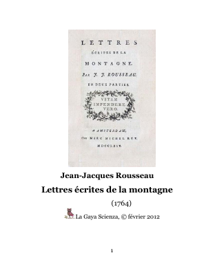 Couverture de Rousseau - Lettres écrites de la montagne